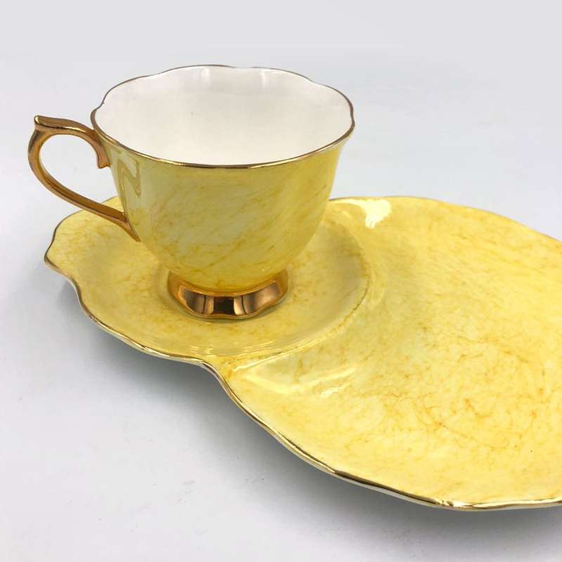 Royal Albert Gossamer Tennis Snack Set Yellow Marble