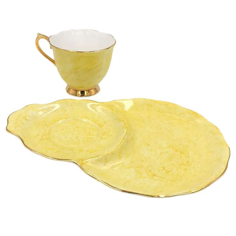 Royal Albert Gossamer Tennis Snack Set Yellow Marble