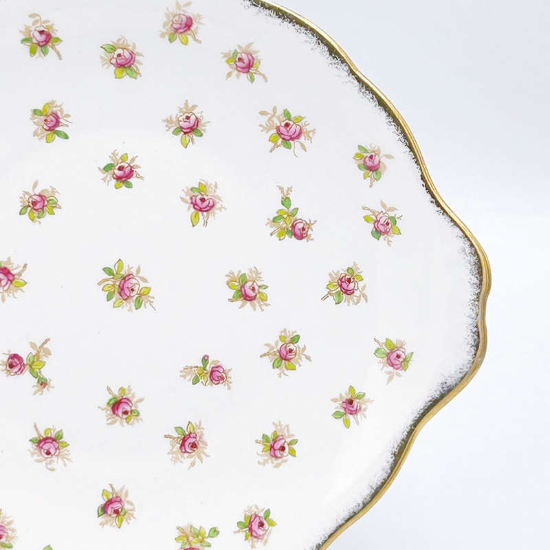 Royal Albert Pink Rosebud Large Cake Plate C1925