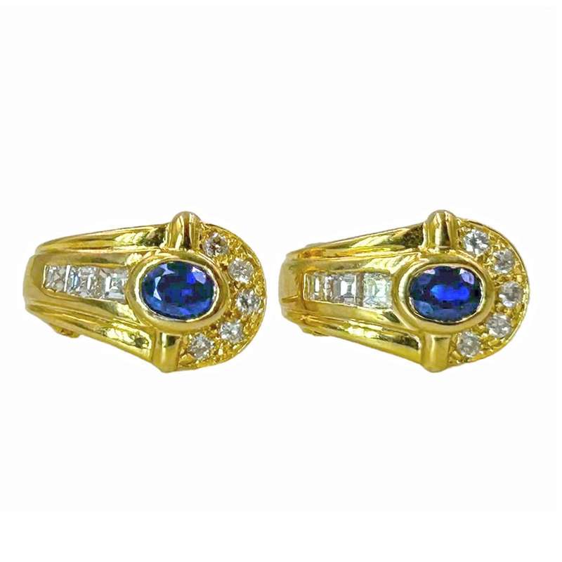 Sapphire And Diamond 18ct Earrings
