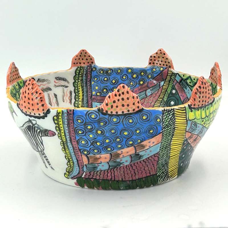 Ardmore Hand Painted Zebra Bowl 1994 Matrinah