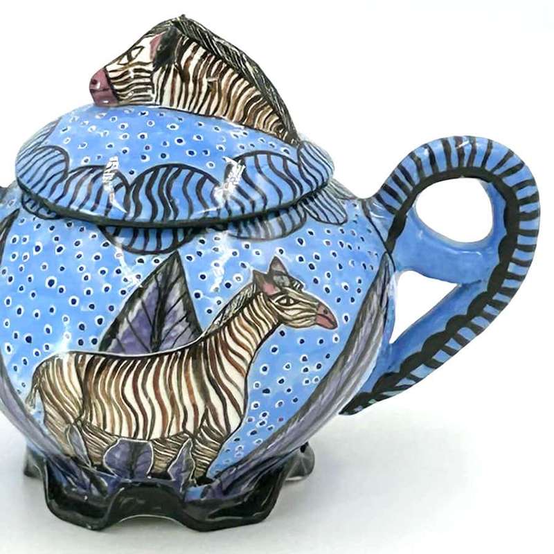 Ardmore Hand Painted Zebra Bowl and Cover Octevia 1998
