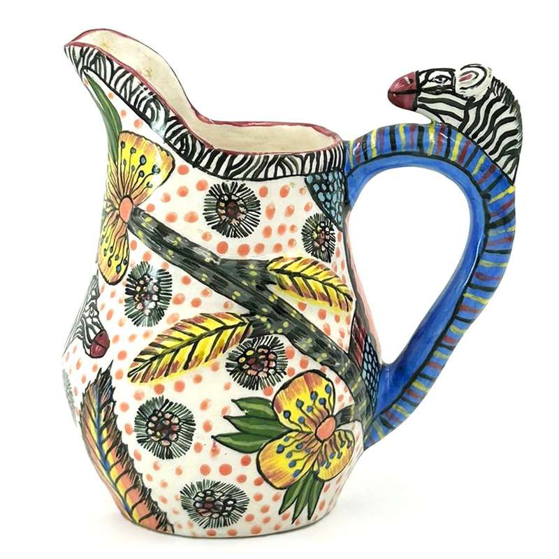 Ardmore Hand Painted Zebra Jug Zinhle 1995