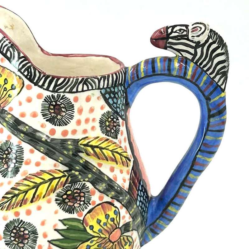 Ardmore Hand Painted Zebra Jug Zinhle 1995