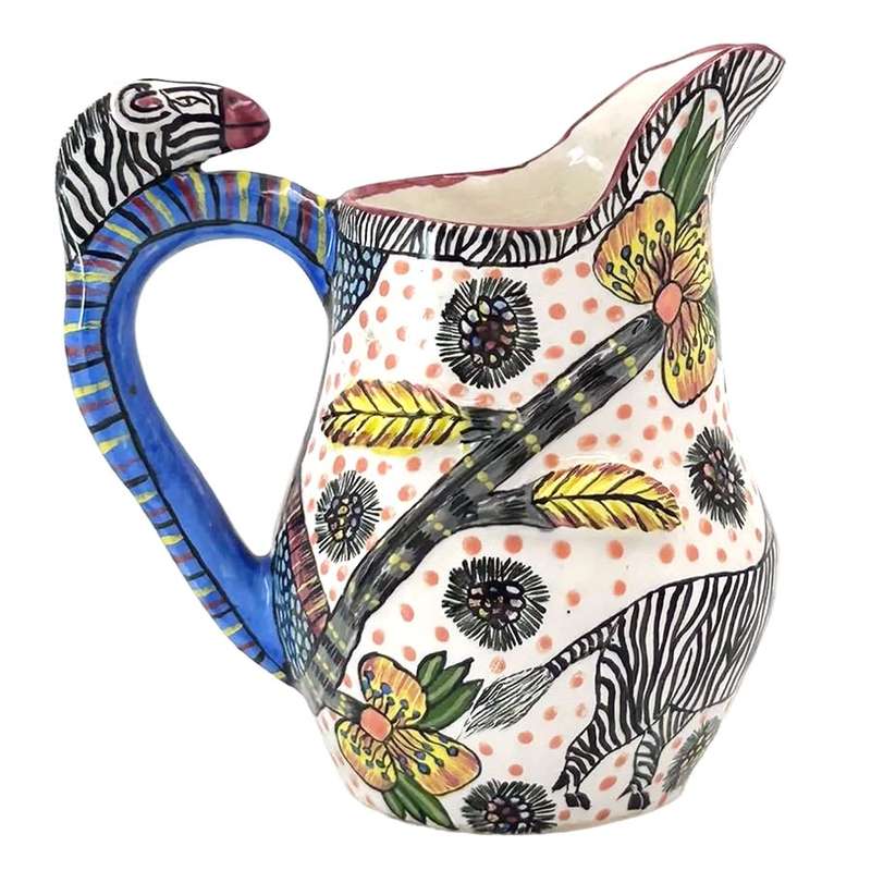 Ardmore Hand Painted Zebra Jug Zinhle 1995