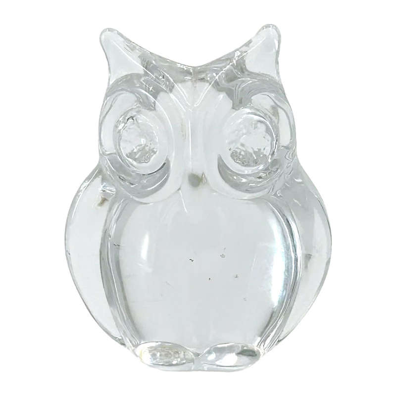 Daum France Glass Owl Paperweight