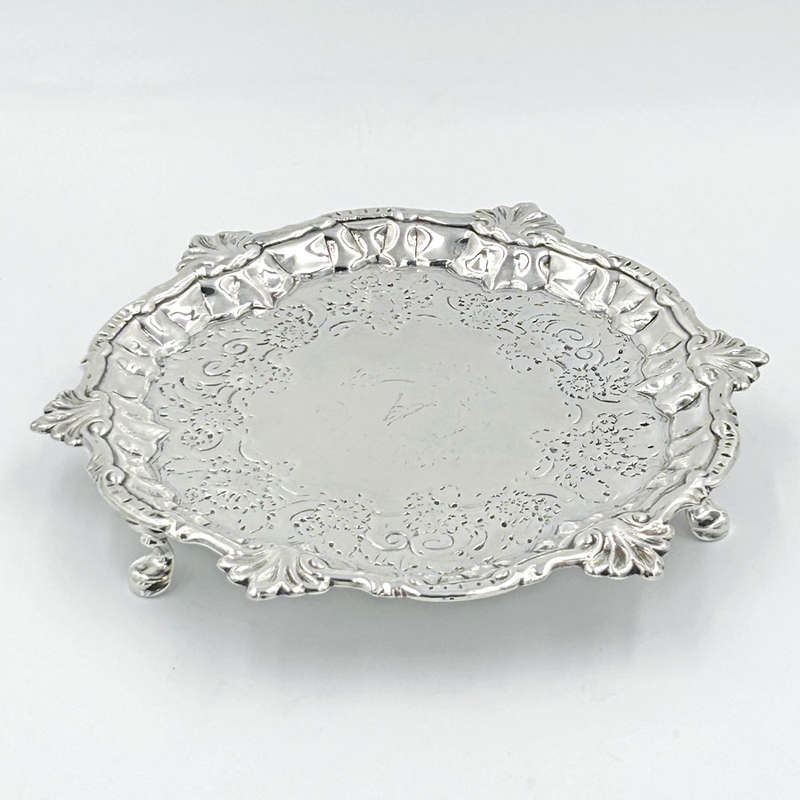 Georgian Silver Calling Card Tray London 1749 William Peaston