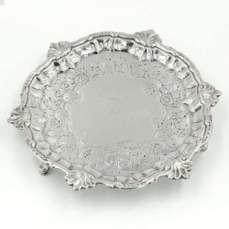 Georgian Silver Calling Card Tray London 1749 William Peaston
