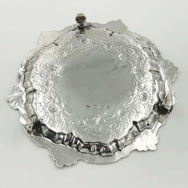 Georgian Silver Calling Card Tray London 1749 William Peaston