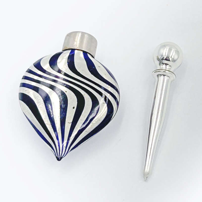 German Mercury Glass Miniature Perfume Bottle and Funnel C1920