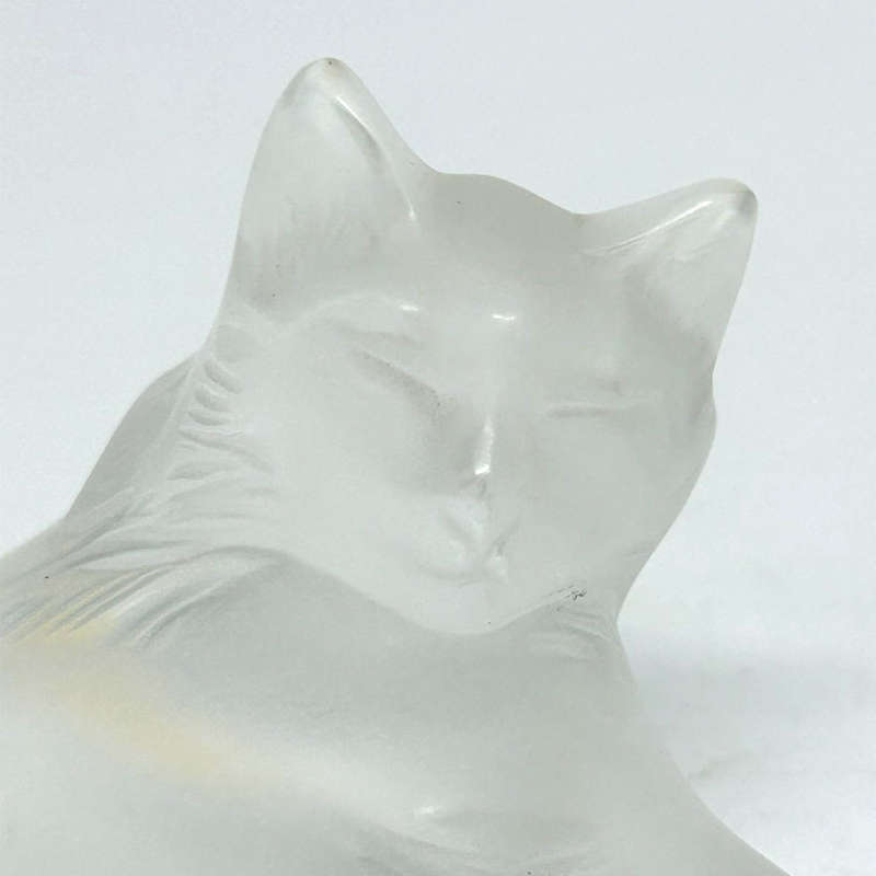 Lalique Crystal Cat Lying Down Boxed C1980