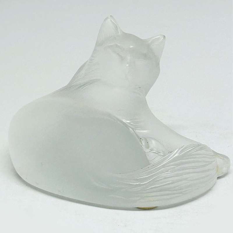 Lalique Crystal Cat Lying Down Boxed C1980