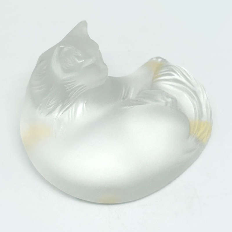 Lalique Crystal Cat Lying Down Boxed C1980