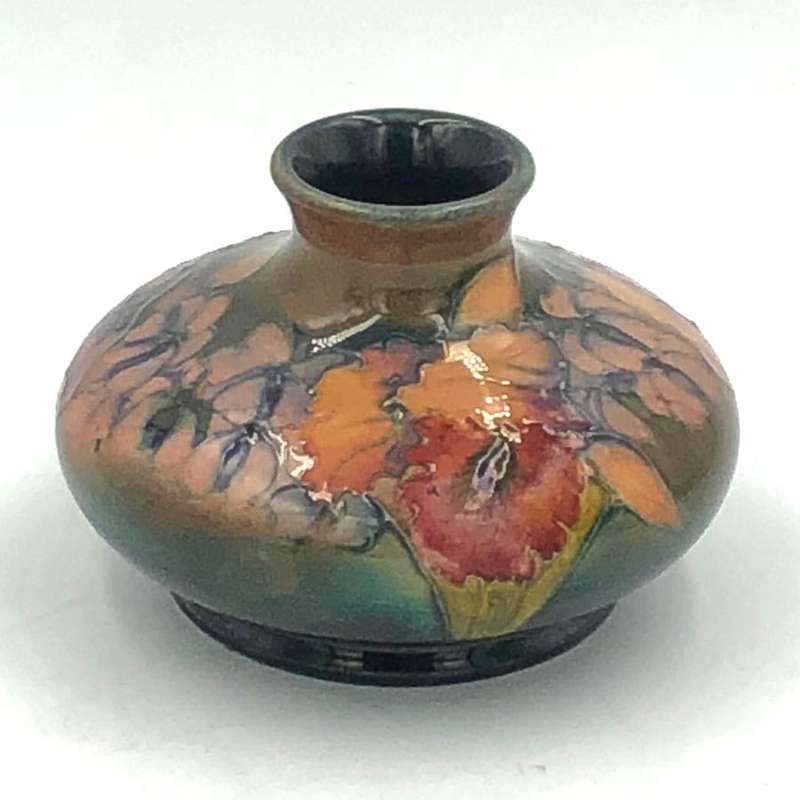 Moorcroft Flambe Orchid Pattern Bulbous Vase C1950