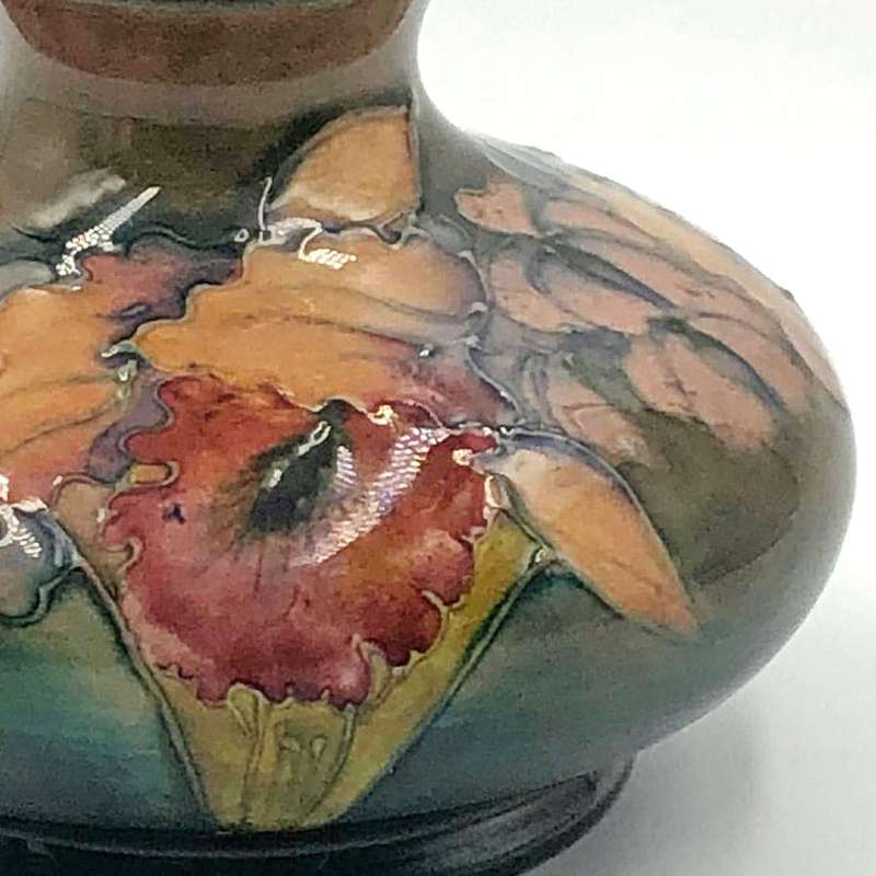 Moorcroft Flambe Orchid Pattern Bulbous Vase C1950