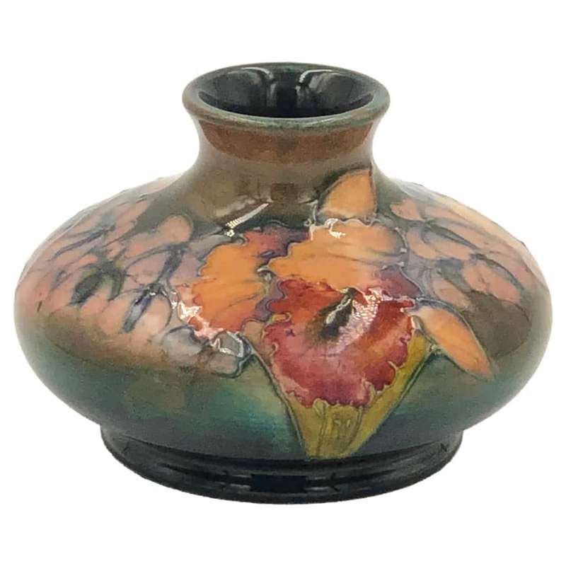 Moorcroft Flambe Orchid Pattern Bulbous Vase C1950