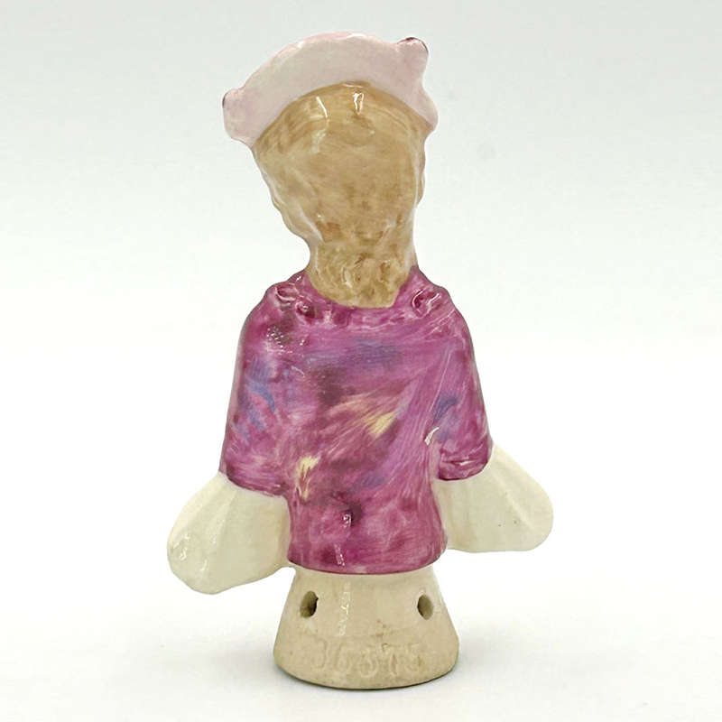 Porcelain Glazed 20th Century Half Doll Holding Yellow Flower