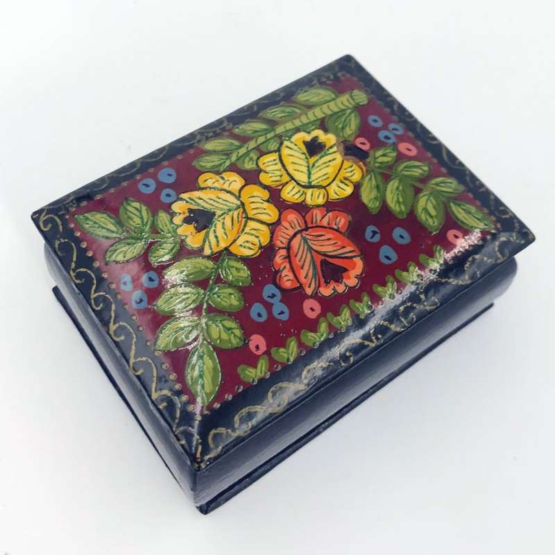 Russian Hand Painted Lacquered Box Floral