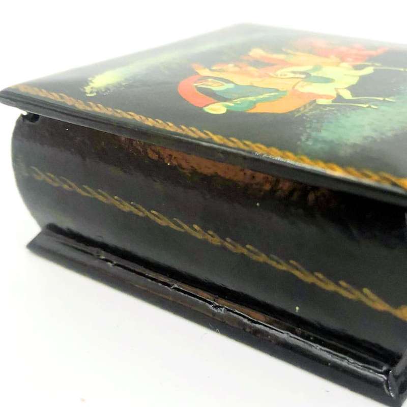 Russian Hand Painted Lacquered Box Horse Scene