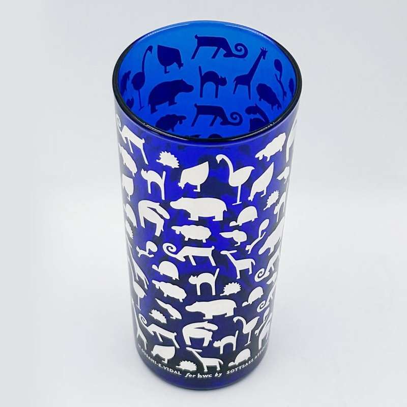Scotass Egizia Cobalt Blue Silver Overlay Glass Vase By Marco Susini and Elisabeth Vidal C1990