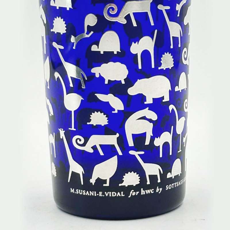 Scotass Egizia Cobalt Blue Silver Overlay Glass Vase By Marco Susini and Elisabeth Vidal C1990