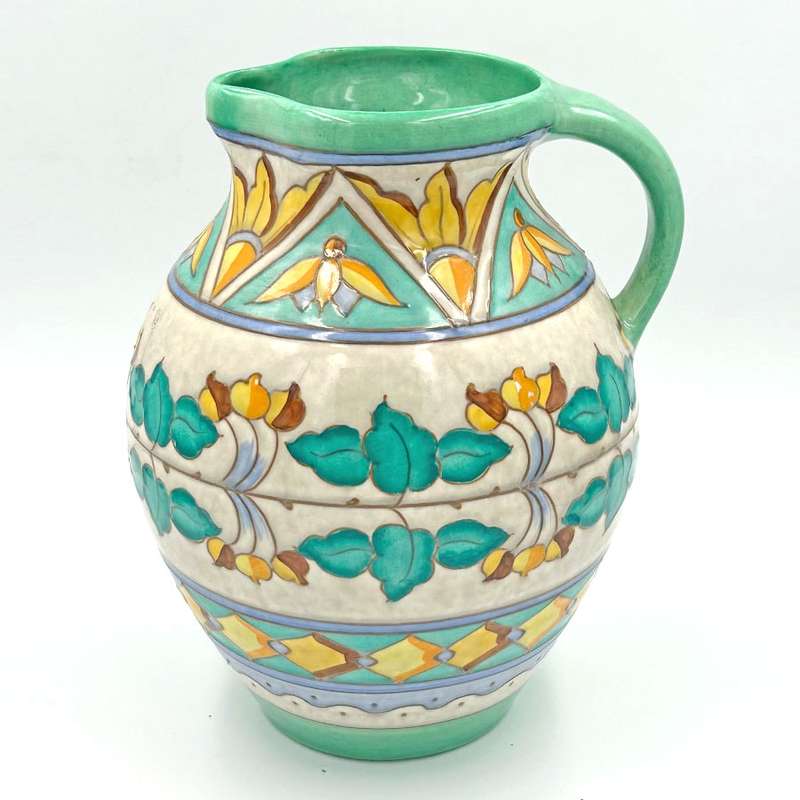Charlotte Rhead Bursleyware Green Banded Jug C1930