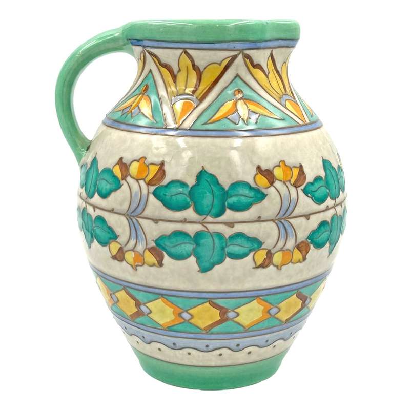 Charlotte Rhead Bursleyware Green Banded Jug C1930