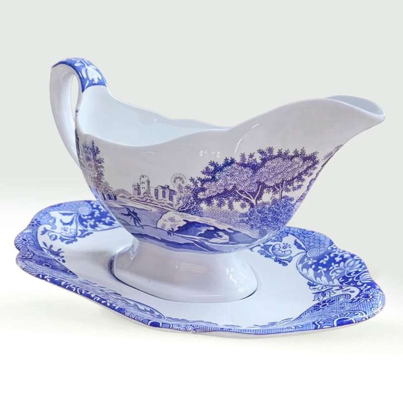 Copeland Spode Blue Italian Pattern Gravy Boat Modern Marking