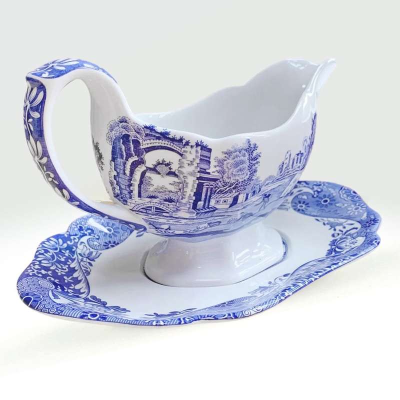 Copeland Spode Blue Italian Pattern Gravy Boat Modern Marking