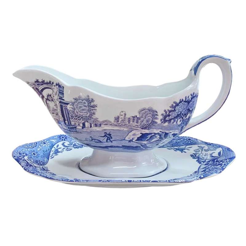 Copeland Spode Blue Italian Pattern Gravy Boat Modern Marking