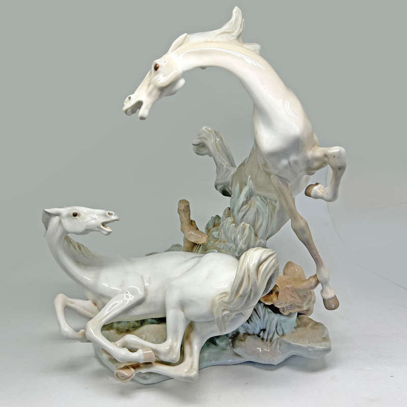 Lladro Large Figurine Playful Horses C1969