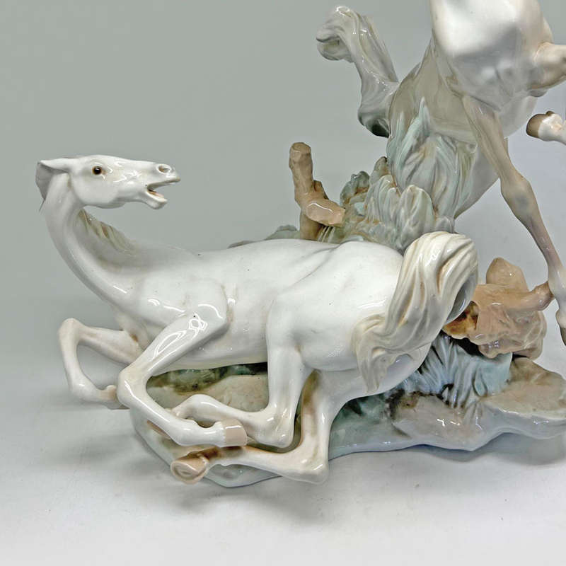 Lladro Large Figurine Playful Horses C1969