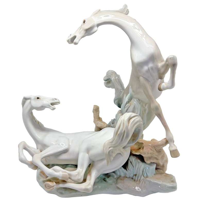 Lladro Large Figurine Playful Horses C1969
