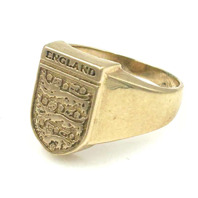 9 Carat Gold Mens Signet Ring England Crest