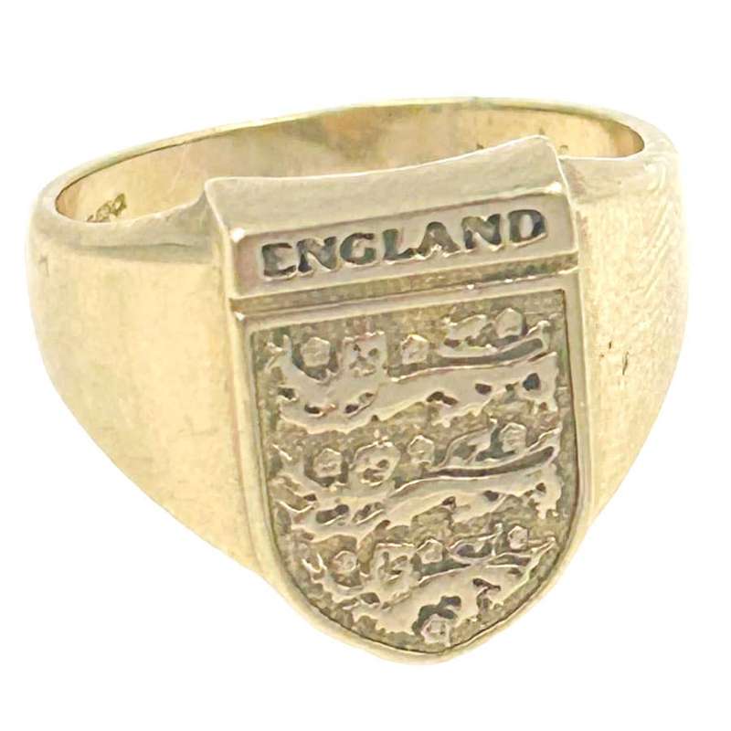 9 Carat Gold Mens Signet Ring England Crest