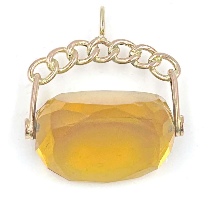 9ct Gold Swivel Large Topaz Fob Seal
