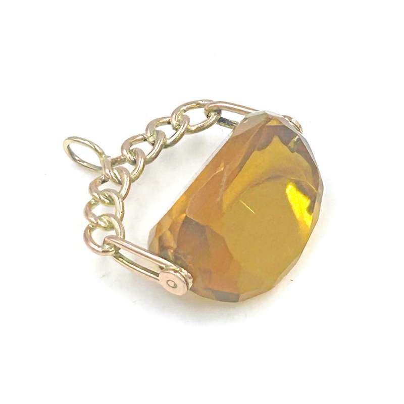 9ct Gold Swivel Large Topaz Fob Seal