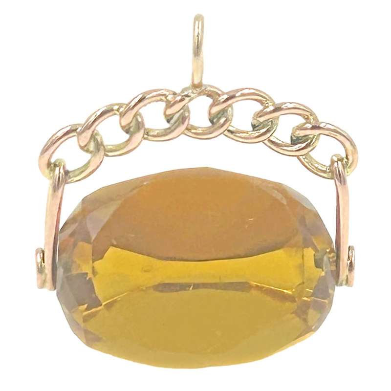 9ct Gold Swivel Large Topaz Fob Seal
