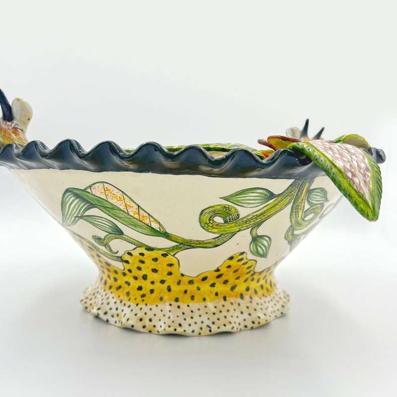 Ardmore Hand Painted Buck and Cheetah Bowl by Nhlanhla 2008