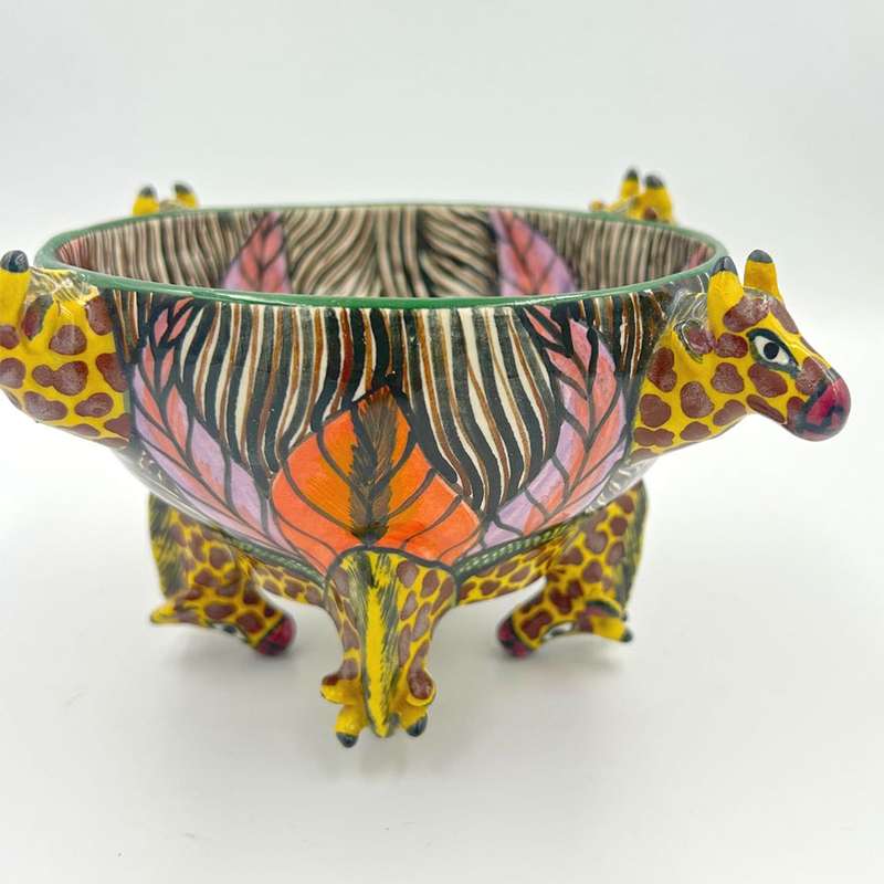 Ardmore Hand Painted Giraffe Bowl 1999