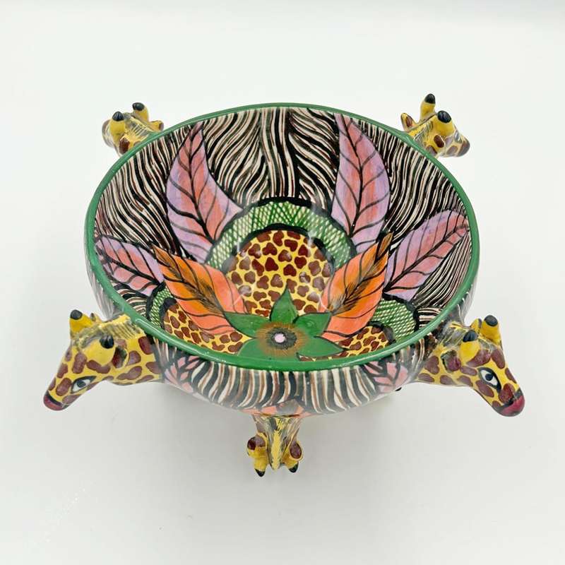 Ardmore Hand Painted Giraffe Bowl 1999