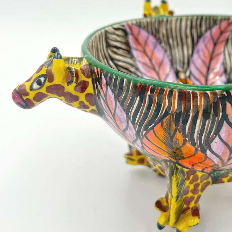 Ardmore Hand Painted Giraffe Bowl 1999