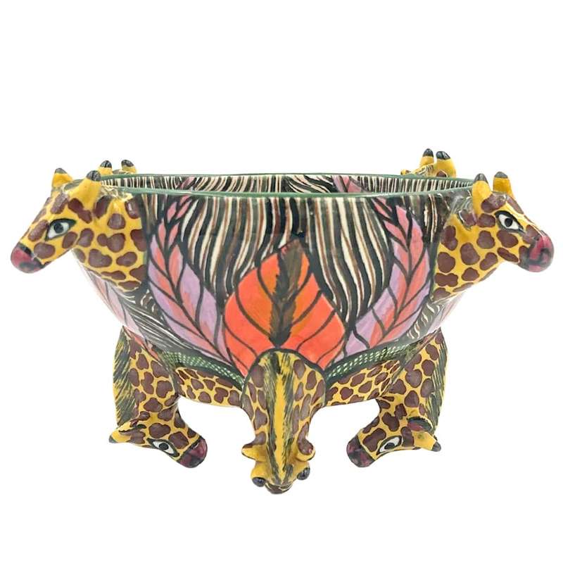 Ardmore Hand Painted Giraffe Bowl 1999