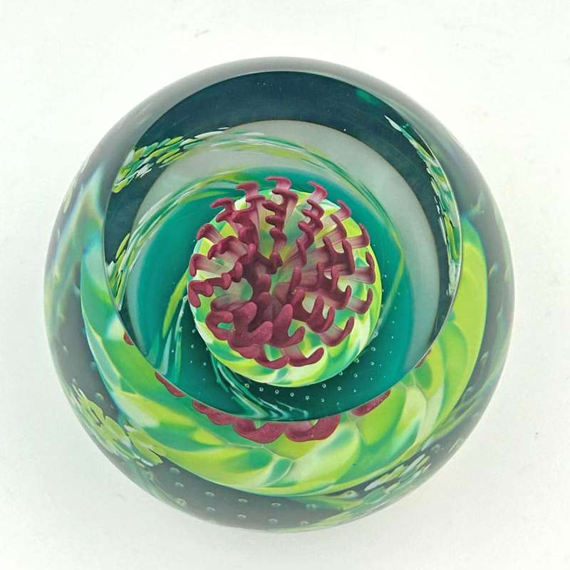 Caithness Scotland Caledonian Thistle  Glass Paperweight
