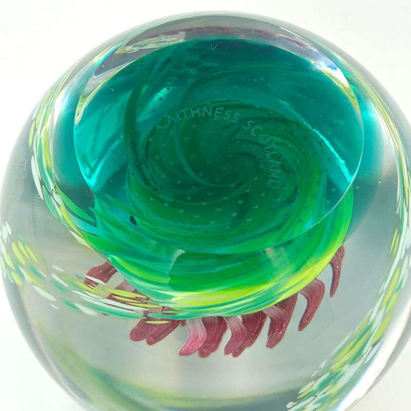 Caithness Scotland Caledonian Thistle  Glass Paperweight