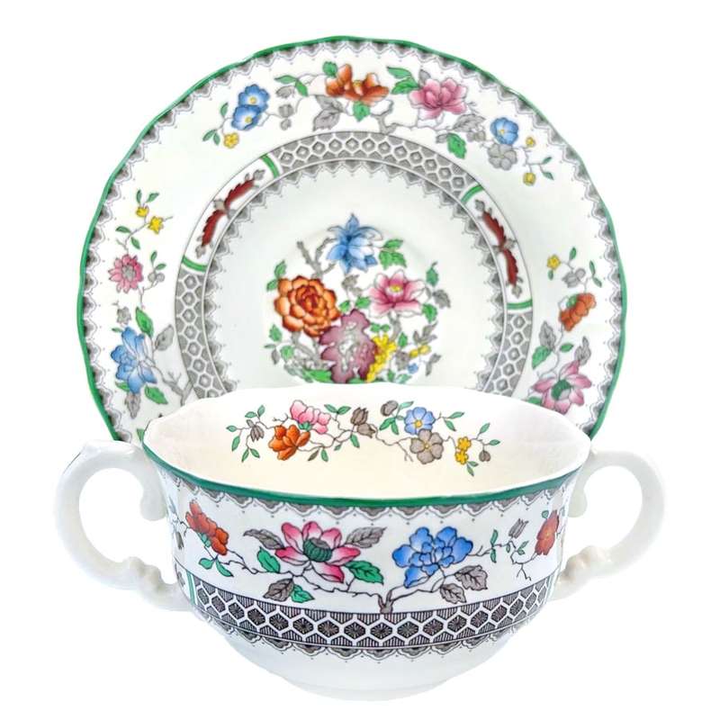 Copeland Spode Chinese Rose Soup Coupe and Saucer