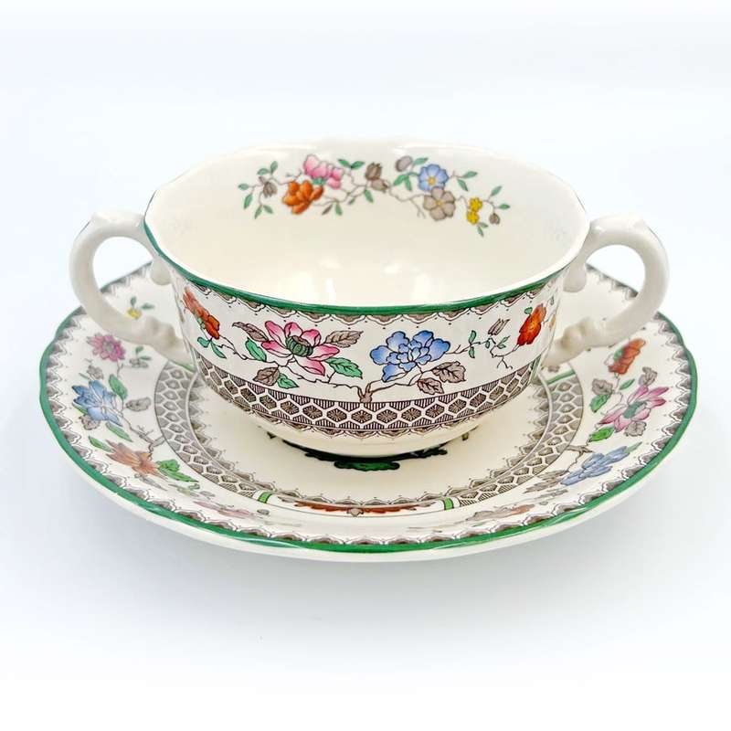 Copeland Spode Chinese Rose Soup Coupe and Saucer