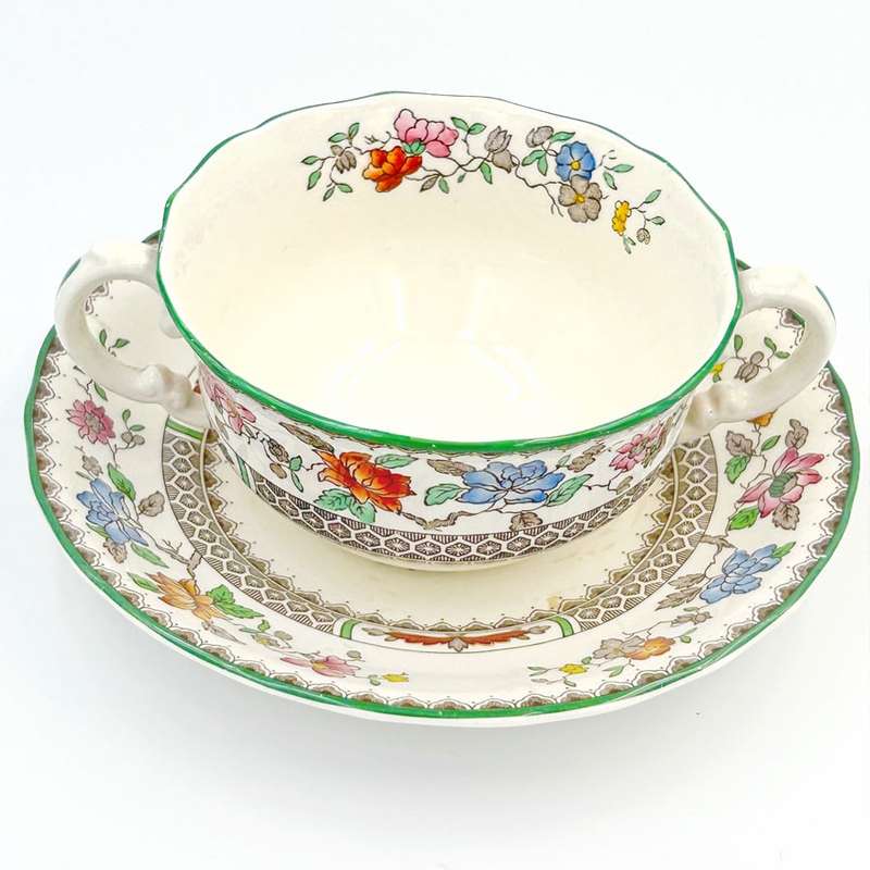 Copeland Spode Chinese Rose Soup Coupe and Saucer
