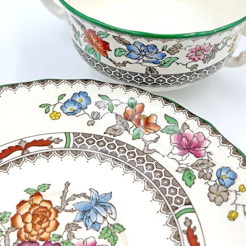Copeland Spode Chinese Rose Soup Coupe and Saucer