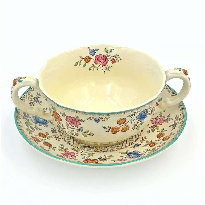 Copeland Spode Royal Jasmine Soup Coupe and Saucer